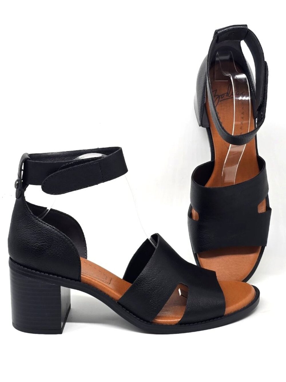 Zodiac Ida Black Color Block Heel Strap on Sandals Women's Size 11 M